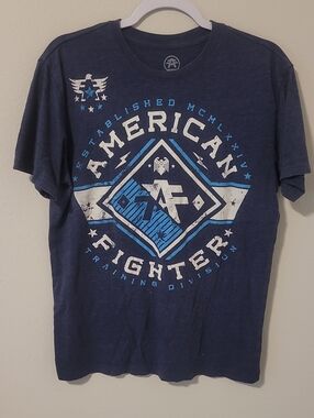 American Fighter Navy and Light Blue Graphic Short Sleeve Tee